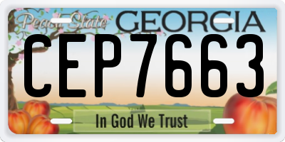 GA license plate CEP7663
