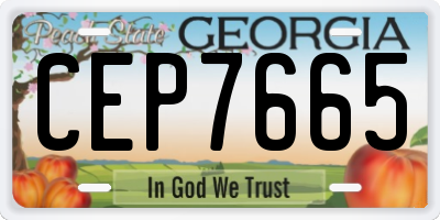 GA license plate CEP7665