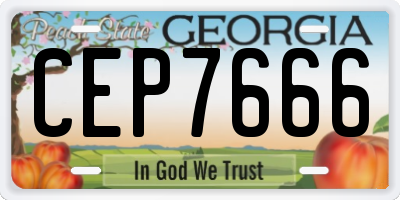 GA license plate CEP7666