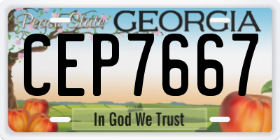 GA license plate CEP7667