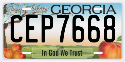 GA license plate CEP7668