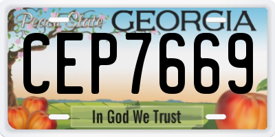 GA license plate CEP7669