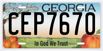 GA license plate CEP7670