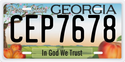 GA license plate CEP7678