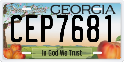 GA license plate CEP7681