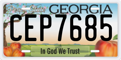 GA license plate CEP7685