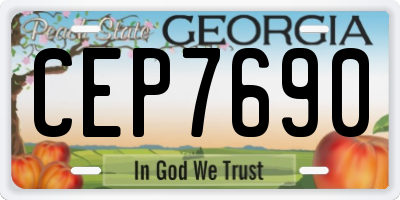 GA license plate CEP7690
