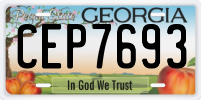GA license plate CEP7693