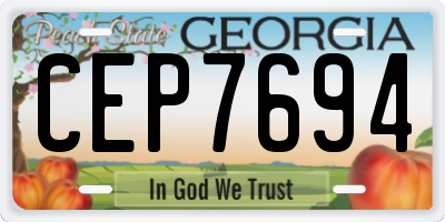 GA license plate CEP7694
