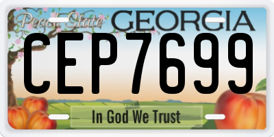 GA license plate CEP7699