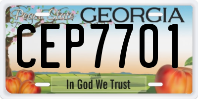 GA license plate CEP7701