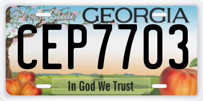 GA license plate CEP7703