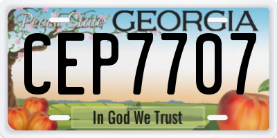 GA license plate CEP7707