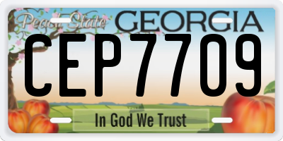 GA license plate CEP7709