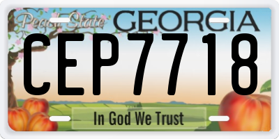 GA license plate CEP7718