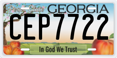 GA license plate CEP7722