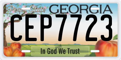 GA license plate CEP7723