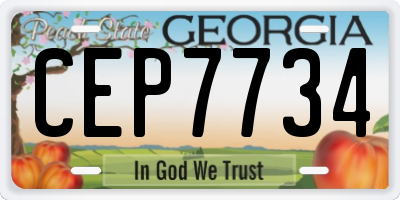 GA license plate CEP7734