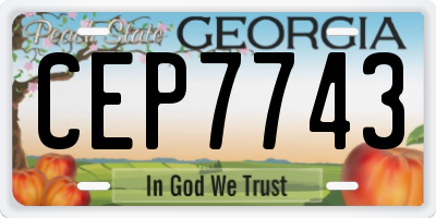 GA license plate CEP7743