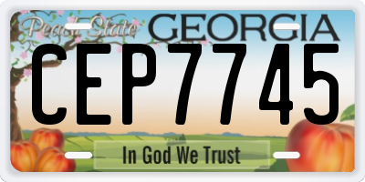 GA license plate CEP7745