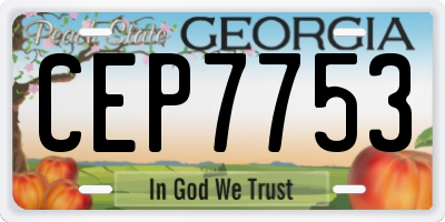 GA license plate CEP7753