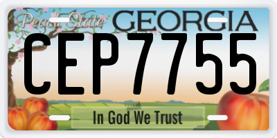 GA license plate CEP7755