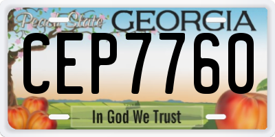 GA license plate CEP7760
