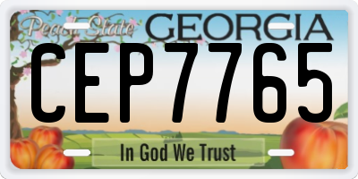 GA license plate CEP7765