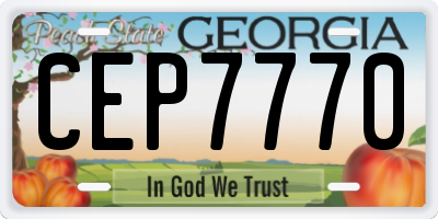 GA license plate CEP7770