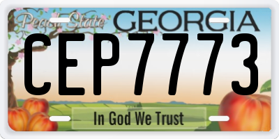 GA license plate CEP7773