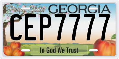 GA license plate CEP7777