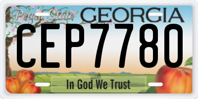 GA license plate CEP7780