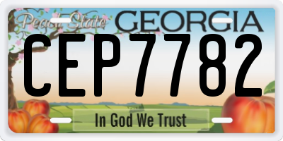 GA license plate CEP7782