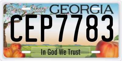 GA license plate CEP7783
