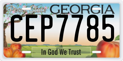 GA license plate CEP7785