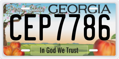 GA license plate CEP7786