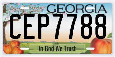 GA license plate CEP7788