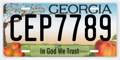 GA license plate CEP7789