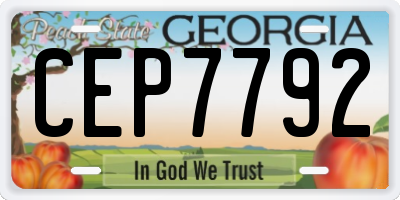 GA license plate CEP7792