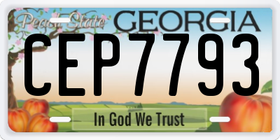 GA license plate CEP7793
