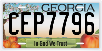 GA license plate CEP7796