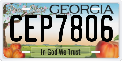 GA license plate CEP7806