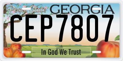 GA license plate CEP7807