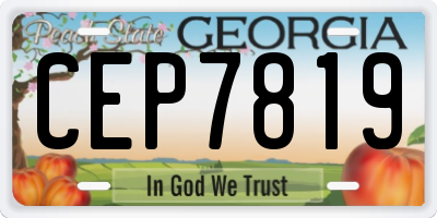 GA license plate CEP7819