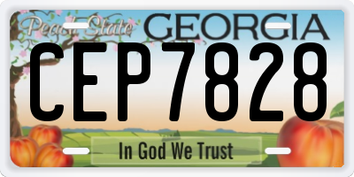 GA license plate CEP7828