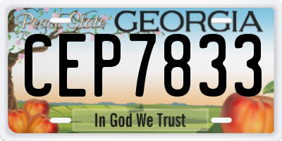 GA license plate CEP7833