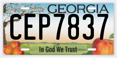 GA license plate CEP7837