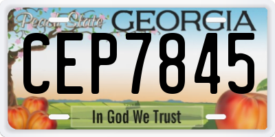 GA license plate CEP7845