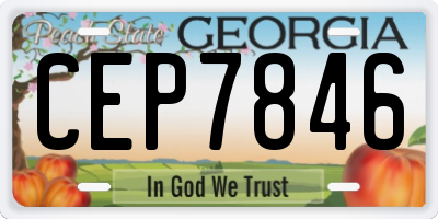 GA license plate CEP7846