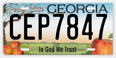 GA license plate CEP7847
